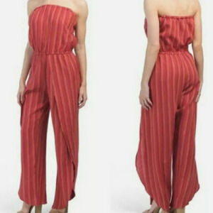 Anthro Drew Striped Strapless Flowy Jumpsuit